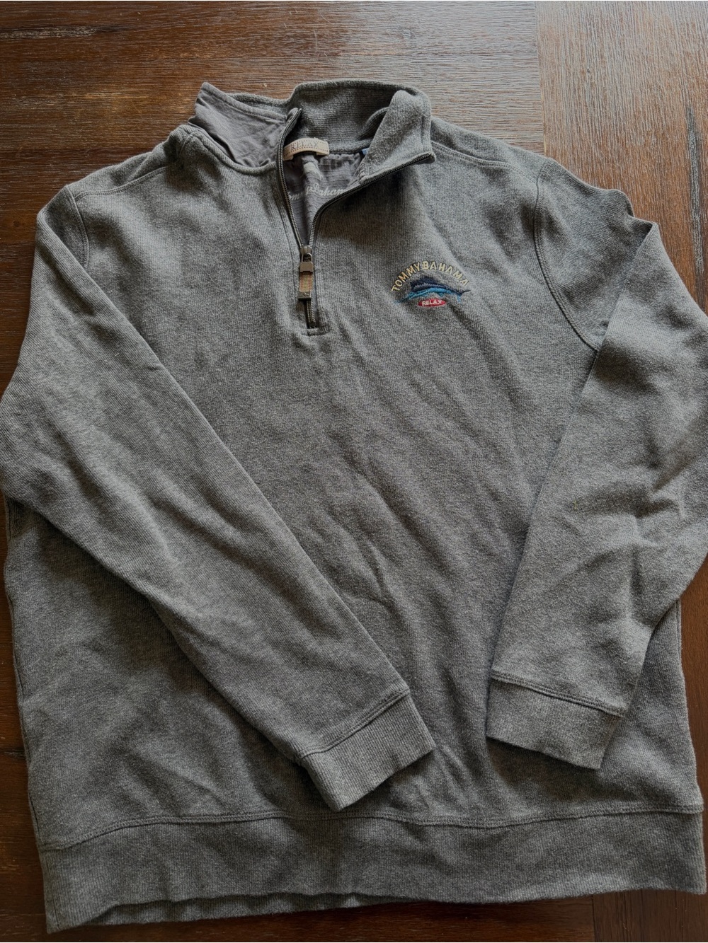 Tommy Bahama Men’s Large Charcoal Gray Half-Zip Pullover Sweatshirt
